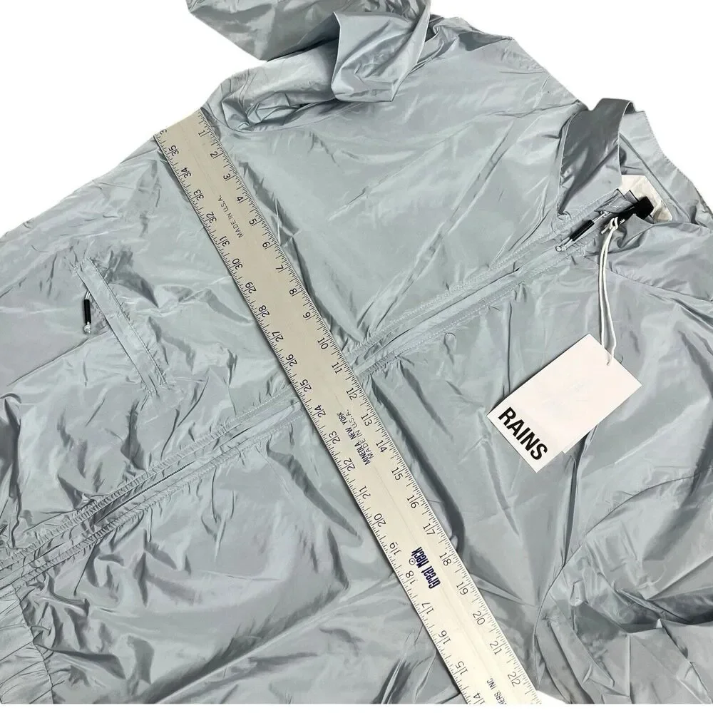 RAINS Track Jacket Mens M Blue Lightweight Sky‎ 18900 Interior Pockets Nylon Zip